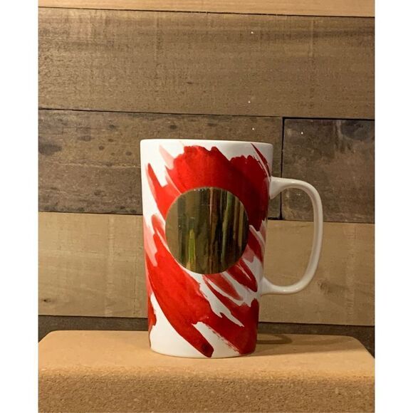 Starbucks 2014 White and Red Abstract 16 oz Tall Mug Ceramic with Gold C…     - Picture 8 of 8